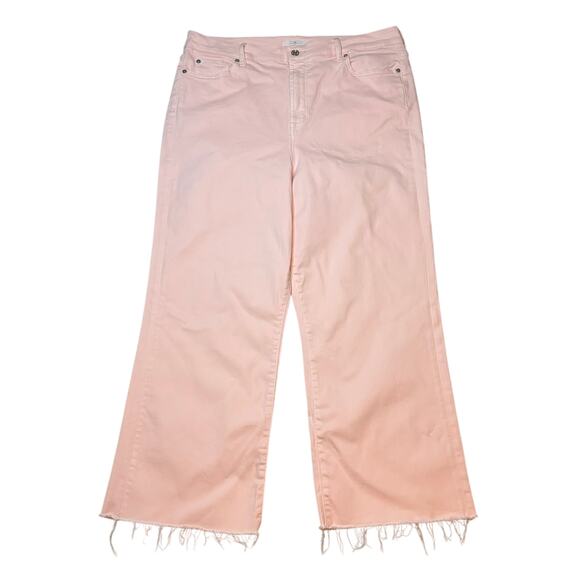 7 For All Mankind Alexa Crop Wide Leg Jeans Pink High Rise Sz 34 NWT - Picture 3 of 5